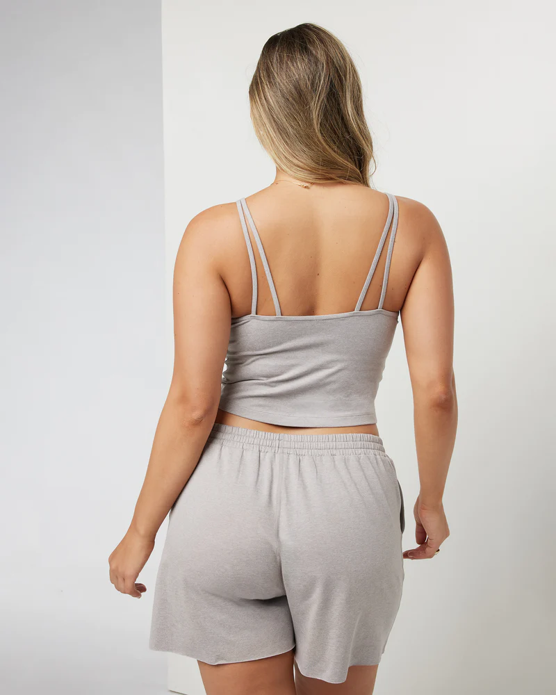 VUORI Women's Halo Performance Crop SOFT PEWTER HEATHER