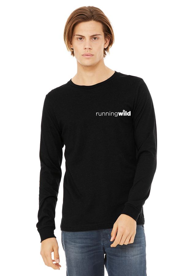 Running Wild (ALL GENDER) JERSEY LONG SLEEVE TEE BLACK HEATHER