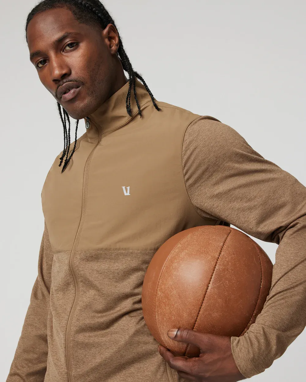 VUORI Men's Sunday Element Track Jacket PECAN HEATHER