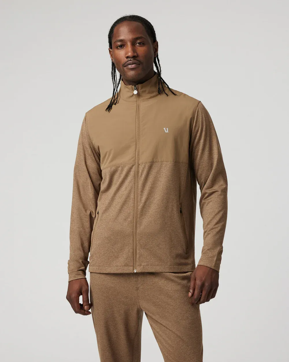 VUORI Men's Sunday Element Track Jacket PECAN HEATHER