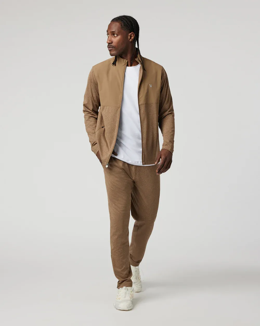 VUORI Men's Sunday Element Track Jacket PECAN HEATHER