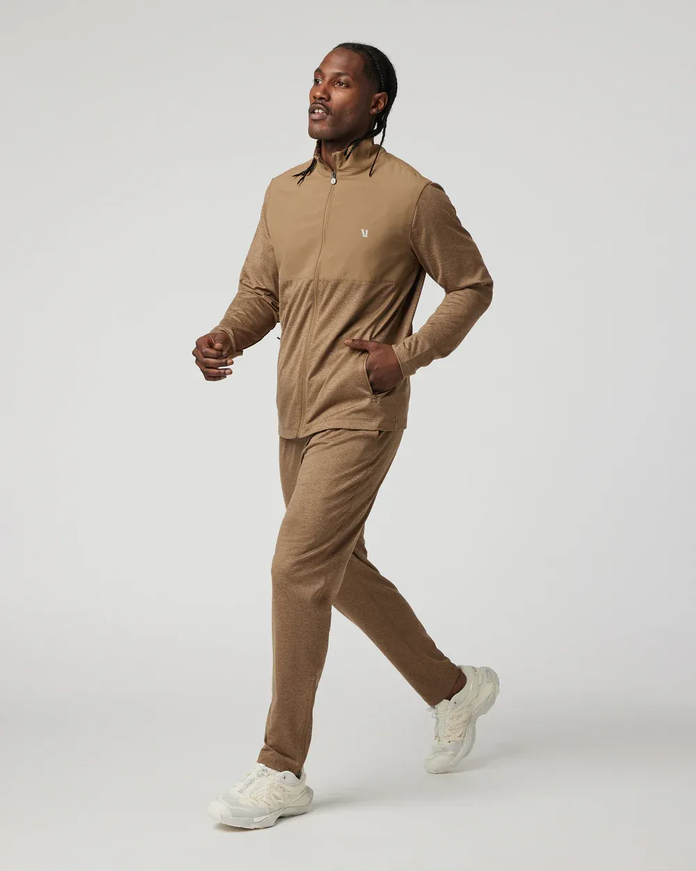 VUORI Men's Sunday Element Track Jacket PECAN HEATHER