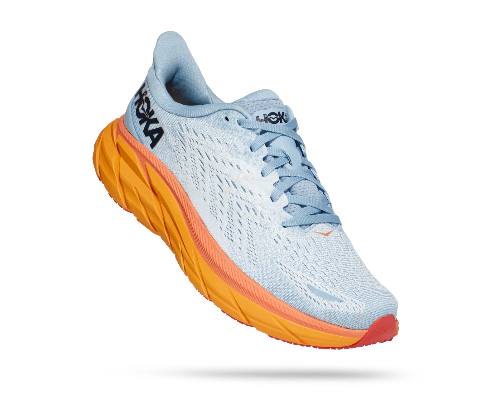 Hoka One One Clifton 8 Together Blue Orange Running Shoes 1119394-TGT Mens 8.5 D Hoka One One Clifton 8 Coral Blue Mens Size | Mercari main image 3