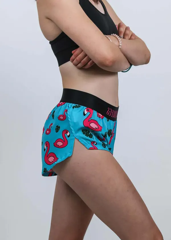 Women's Blue Flamingo 1.5" Split Shorts