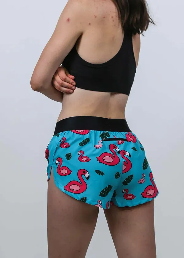 Women's Blue Flamingo 1.5" Split Shorts