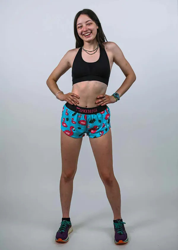 Women's Blue Flamingo 1.5" Split Shorts