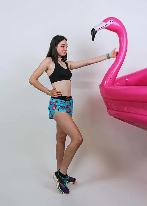 Women's Blue Flamingo 1.5" Split Shorts