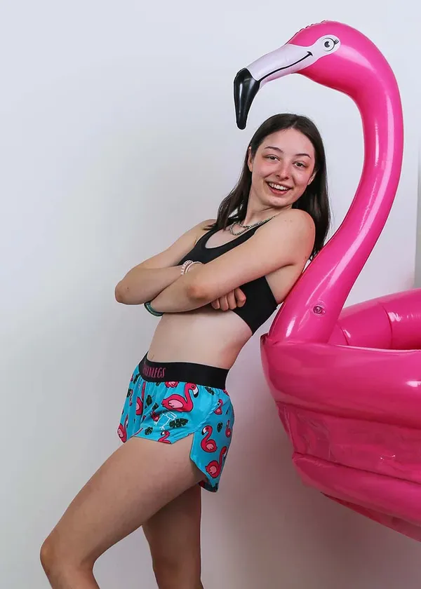 Women's Blue Flamingo 1.5" Split Shorts