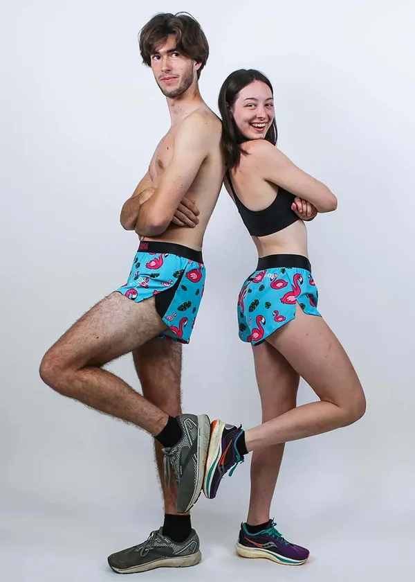 Women's Blue Flamingo 1.5" Split Shorts